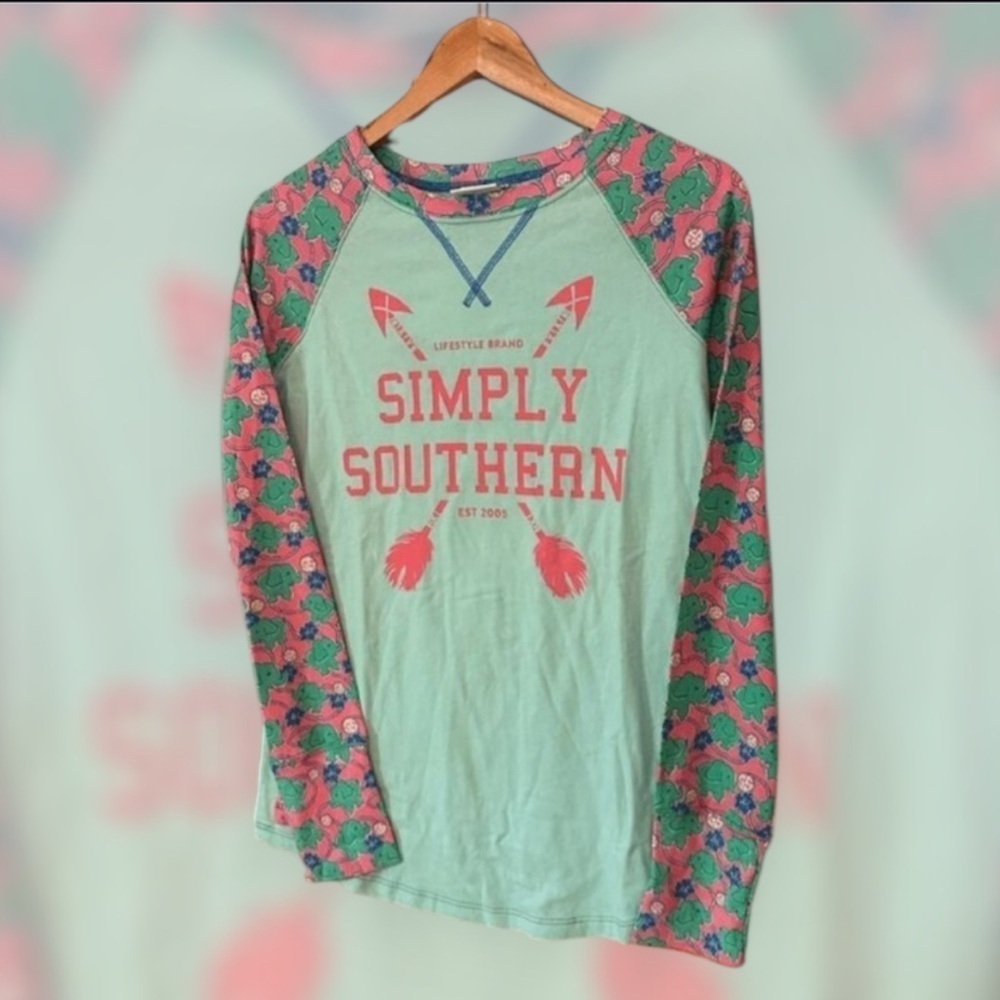 Simply Southern Long Sleeve Graphic T Shirt Mint Green Small